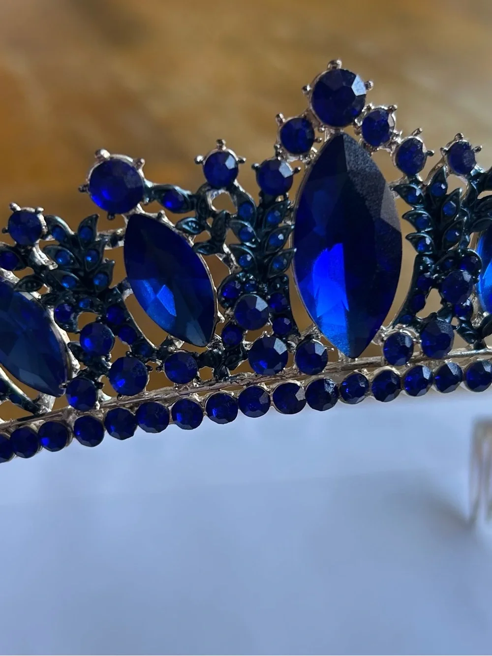 Royal Blue Crystal Tiara Crown - Women Accessories